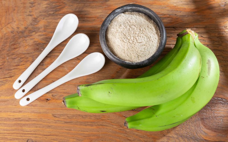 An under-ripe green banana high in resistant starch